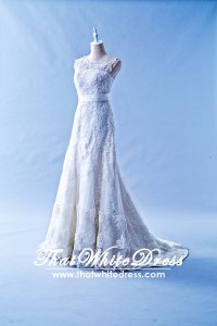 305W002 Aline Illusion Lace Cap Wedding Dress Designer Malaysia