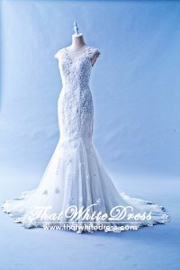 412W18 LL Illusion Neck Tie back Wedding Dress Designer Malaysia