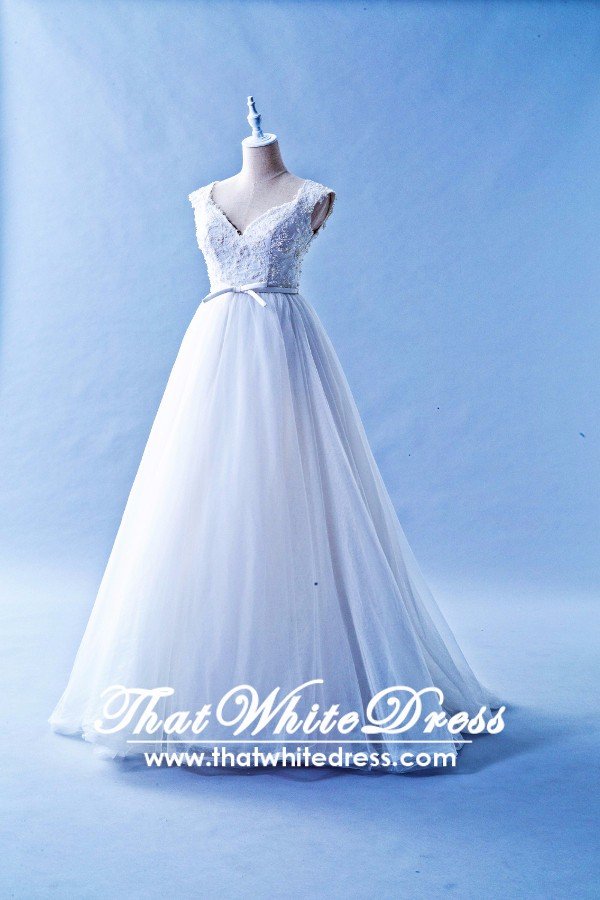 508W04 TY V neck Column Organza High Waist Top Malaysia Wedding Dress