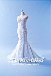 412W20 LL illusion back symmetrical lace Wedding Dress Designer Malaysia