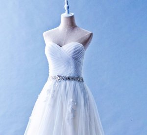 502W10 XJ Pleated Sweet Heart Lace Train A Line Top Malaysia Wedding Dress Designer Rental