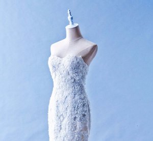 505W02 LL Sweet Heart Alencon lace Trumpet Beaded Top Malaysia Wedding Dress Designer Rental