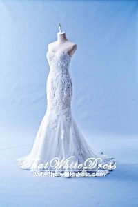 505W02 LL Sweet Heart Alencon lace Trumpet Beaded Wedding Dress Designer Malaysia