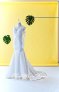 75LLW01 LL FM Long Sleeves V neck Alencon Lace Duchesse Satin Trumpet Wedding Dresss Malaysia Baju Pengantin KL