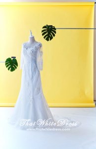 508QQ03 QQ Long Sleeves Trumpet Lace Wedding Dresss Malaysia Baju Pengantin KL