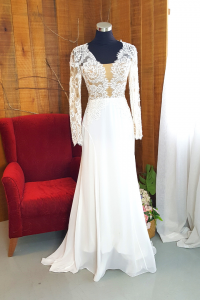 30 Long sleeves Sexy Deep V neck Low Back Berta Bride French Chantilly Lace Chiffon Garden Beach Wedding Dress Rental Gaun Baju Pengantin Muslimah Kahwin Nikah Sanding Malaysia Kuala Lumpur Petaling Jaya