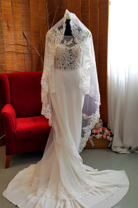 50 Bride Wedding Veil Plain Soft Tulle Veil Long Short FingerTip Full French Lace /Veil Tudung Pengantin Nikah Sanding Kahwin