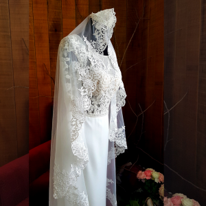 48 Premium Bride Wedding Veil Plain Soft Tulle Veil Short Long Cathedral FingerTip Full French Lace/Veil Tudung Pengantin Nikah Sanding Wedding Dress