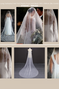 12 VT004c Premium Bride Wedding Veil Plain Soft Tulle Veil Short FingerTip with Pearls /Veil Tudung Pengantin Nikah Sanding High Quality