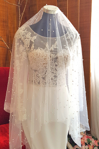 22 Premium Bride Wedding Veil Plain Soft Tulle Veil Short FingerTip with Pearls /Veil Tudung Pengantin Nikah Sanding High Quality