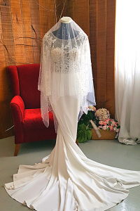 23 Premium Bride Wedding Veil Plain Soft Tulle Veil Short FingerTip with Pearls /Veil Tudung Pengantin Nikah Sanding High Quality