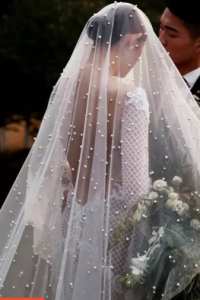 21 VTb004a Premium Bride Wedding Veil Plain Soft Tulle Veil Short FingerTip with Pearls /Veil Tudung Pengantin Nikah Sanding High Quality