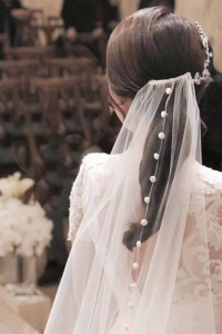 77 VTCMa015 Premium Bride Wedding Veil Plain Soft Tulle Veil Short FingerTip Single Pearl/Veil Tudung Pengantin Nikah Sanding Hair Accessories Kuala Lumpur Korean