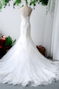 88MMW01 Alexa Sweet Heart trumpet French Alencon Lace bride wedding gown rental malaysia