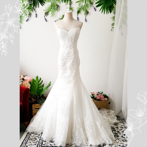 88MMW01 Alexa Sweet Heart trumpet French Alencon Lace wedding dress bride malaysia