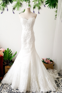 88MMW01 Alexa Sweet Heart trumpet French Alencon Lace wedding dress bride malaysia