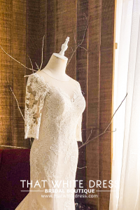 909BY05W02 Dara LS Beige trumpet Guipure French Chantilly lace bBride Wedding Dress Designer Premium White Rental Kuala Lumpur