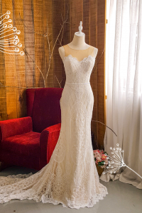 202BYW01 Cerona Skin Illusion Baroque full lace  trumpet b  Button Back Bride Wedding Gown Premium Designer Malaysia rental