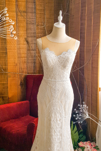 202BYW01 Cerona Skin Illusion Baroque full lace  trumpet e  Button Back Bride Wedding Gown Premium Designer Malaysia rental