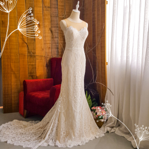 202BYW01 Cerona Skin Illusion Baroque full lace  trumpet a Button Back Bride Wedding Gown Premium Designer Malaysia rental