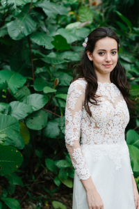 610CCW01 Long Sleeves Illusion Satin button back 10 Bride Wedding Dress Designer Premium White Rental Kuala Lumpur