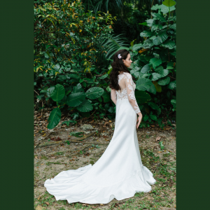 610CCW01 Long Sleeves Illusion Satin button back 8 Malay Wedding Dress Design Kuala Lumpur, Garden Wedding Malaysia, 