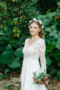 608LL05 LL Lilian Long Sleeves Berta Bride Silk Chiffon 7 Malay Wedding Dress Malaysia, French Chantilly Lace bridal dress custom make malaysia