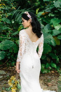 605LL02 LL Long Sleeves Illusion Lace Neck Low Back Tie 6 Baju Majlis Kahwin Nikah Sanding Malaysia tempah sewa