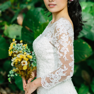 605LL02 LL Long Sleeves Illusion Lace Neck Low Back Tie 11 Long Sleeves Wedding Dress Rental Kuala Lumpur, Beach Wedding Malaysia, 