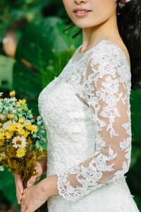 605LL02 LL Long Sleeves Illusion Lace Neck Low Back Tie 11 Long Sleeves Wedding Dress Rental Kuala Lumpur, Beach Wedding Malaysia, 