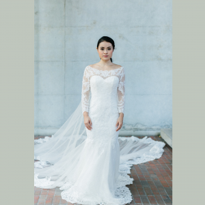 605LL03 LL Long Sleeves Illusion Back Zip Long Train 4