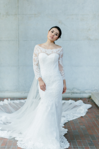 605LL03 LL Long Sleeves Illusion Back Zip Long Train 5 Pengantin Malaysia Baju Sewa, French Lace wedding Dress rental Malaysia, 
