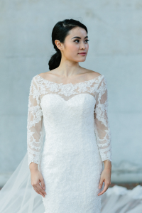 605LL03 LL Long Sleeves Illusion Back Zip Long Train 3 Gaun Pengantin Muslimah Malaysia sewa Kahwin Nikah