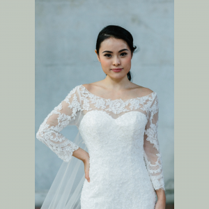 608LL04 LL Soie Low V neck illusion Silk Satin 30 (7) Gaun Pengantin Muslimah Malaysia sewa Kahwin Nikah