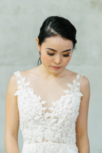 608LL04 LL Soie Low V neck illusion Silk Satin 30 (20) Bride Wedding Dress Designer Premium White Rental Kuala Lumpur