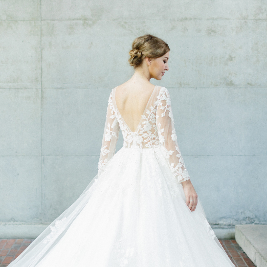 608LL08 LL Sundus Rose Long Sleeves Princess 2 Long Sleeves Wedding