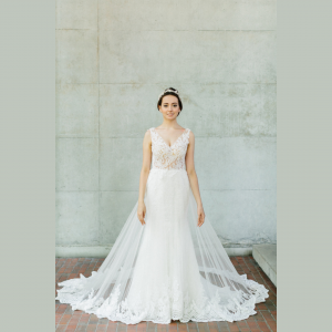 608LL09 LL Raychelle Strap ilusion bodice lace overlay 12 Bride Wedding Event Reception Dinner Dress rental Malaysia