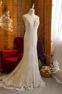 906LLW01 Chrisha Deep V backSpaghetti Strap Baroque trumpet c mermaid Bride Wedding Dress Designer Premium White Rental Kuala Lumpur