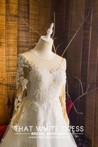 910LLW05 Arla Long Sleeves boat neck A line Princess Bride Wedding Dress Designer Premium White Rental Kuala Lumpur
