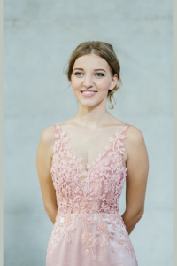 Evening Dress 610LLE03 LL Soie Champagne Illusion Neckline Silk Satin 2 Bride Wedding Event Reception Dinner Dress rental Malaysia