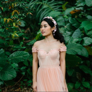 Evening Dress LL612E01 Blush Peach LL off shoulder Tulle A line Flora 11