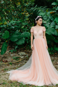 Evening Dress LL612E01 Blush Peach LL off shoulder Tulle A line Flora 10