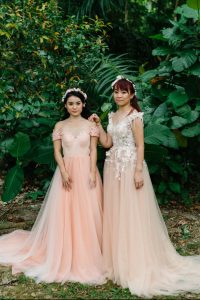 Evening Dress XNE6803 XN Salmon Pink Strap dress Floral 1 Petite Bride Dress Rental Malaysia, Plus Size wedding gown malayisa,