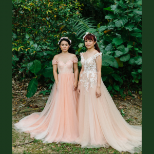 Evening Dress XNE6803 XN Salmon Pink Strap dress Floral 2 Gaun Pengantin Kuala Lumpur Sewa, Petite Bride Dress Rental Malaysia, 