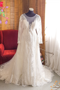 20YS02WL03 Amelia Plus LS Baroque A line  a Plus size Bride Event Reception Dinner Dress rental Malaysia