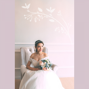 711LLW02 Jill 2 piece off shoulder bolero with silk satin wrap skirt 4  Crepe Wedding Dress Rental Kuala Lumpur, ROM wedding gown Kuala Lumpur, 