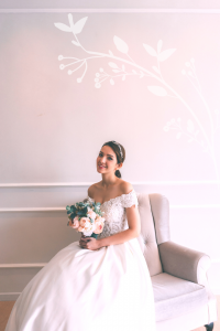 711LLW02 Jill 2 piece off shoulder bolero with silk satin wrap skirt 5 Gaun Pengantin Kuala Lumpur Sewa, Petite Bride Dress Rental Malaysia, 