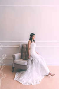 77LLW01 LL Amber Illusion Boat Neckline Trumpet cut 6