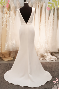 808BYW01 Meghan Long Sleeves Plain Satin Sparkle sleeves 3 ROM wedding dress rental Malaysia, Simple wedding dress malaysia, ROM wedding gown Kuala Lumpur, Garden wedding reception Malaysia, 