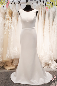 808BYW01 Meghan Long Sleeves Plain Satin Sparkle sleeves 1 Crepe Wedding Dress Rental Kuala Lumpur, ROM wedding gown Kuala Lumpur, 